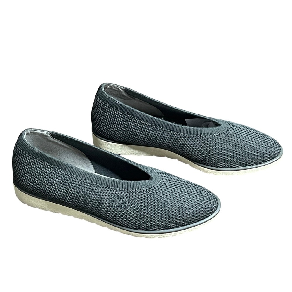 Eileen Fisher Womens Stretch Mesh Knit Ballet Flats Grey Platform Shoes 7.5‎